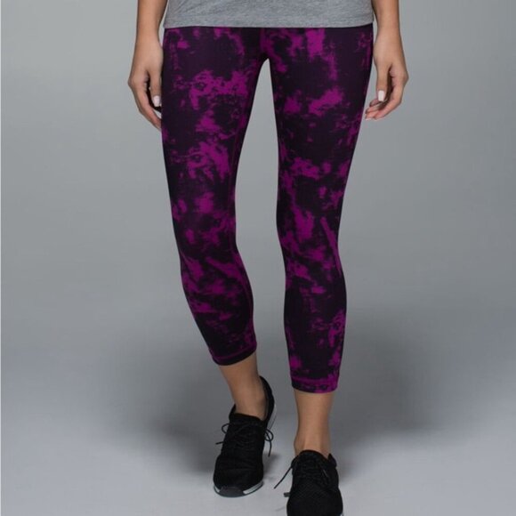Lululemon Wunder Under Crop II *Full-On Luon Breezie Regal Plum Black Leggings 4 - Picture 6 of 14